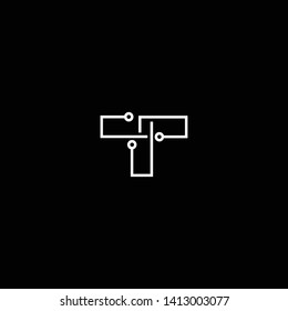 Logo design of T TT in vector for technology, electronics, digital, connection. Minimal awesome trendy professional logo design template on black background.