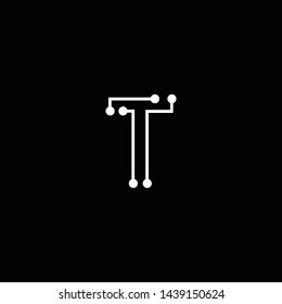 Logo design of T TT in vector for technology, electronics, digital, connection. Minimal awesome trendy professional logo design template on black background.