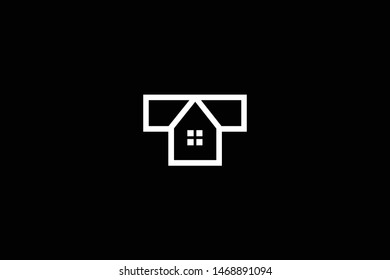 Logo design of T TT in vector for construction, home, real estate, building, property. Minimal awesome trendy professional logo design template on black background.