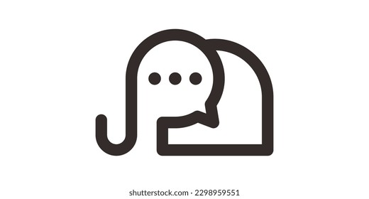 logo design talk and elephant design icon minimalist line icon vector illustration