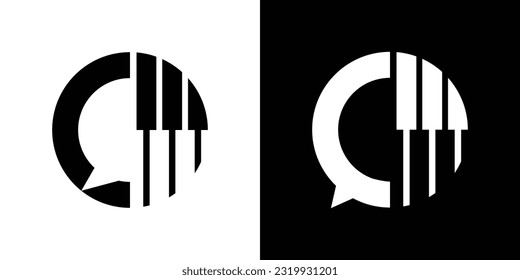 logo design talk and piano icon vector inspiration
