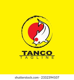 logo design of tancho koi fish with a red circle. can be used for fish breeder logos or product logos about fish