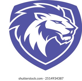 Un diseño de logotipo para la ilustración de concepto de león de equipo con colores personalizados.