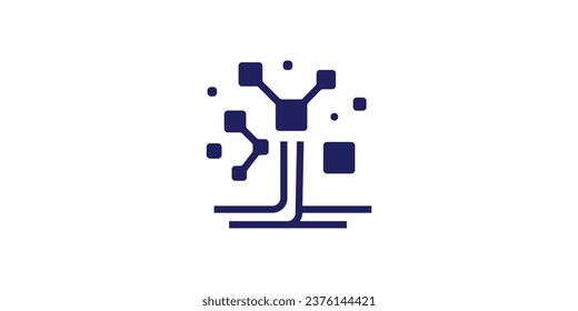 logo design technology, a combination of tree shapes with pixels.