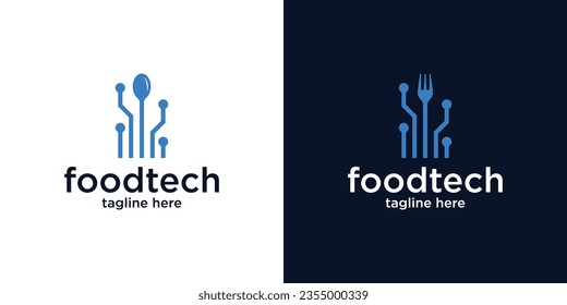 logo design technology food icon vector inspiration