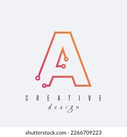 A logo design Technology line letter symbol Gradient color style. Vector illustration