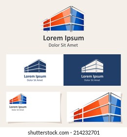 Logo Design Template With Abstract Building. Vector Icon.