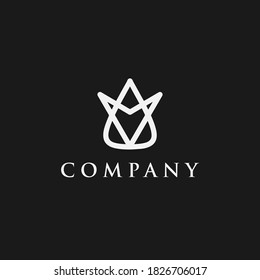 Plantilla de diseño de logotipos, con icono de línea de pétalos de flores abstractas