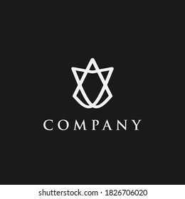 Logo design template, with abstract flower petal line art icon