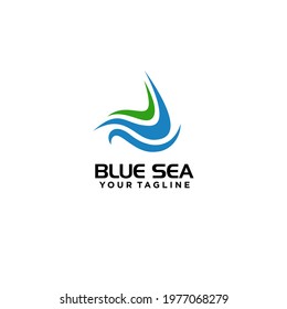 The logo design template is in an abstract shape resembling a sea and a boat