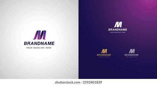 Logo design template with alphabet M. Letterform design or brand identity. Mark or symbol. Vector illustration for Brand identity or logo projects.