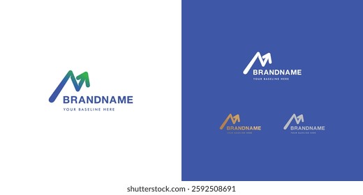 Logo design template with alphabet M. Letterform design or brand identity. Mark or symbol. Vector illustration for Brand identity or logo projects.

