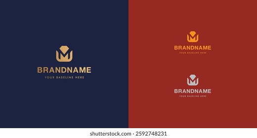 Logo design template with alphabet M. Letterform design or brand identity. Mark or symbol. Vector illustration for Brand identity or logo projects.