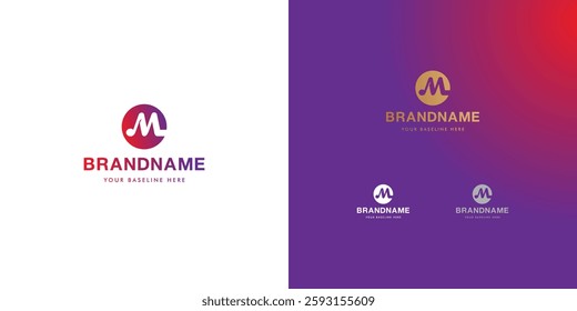 Logo design template with alphabet M. Letterform design or brand identity. Mark or symbol. Vector illustration for Brand identity or logo projects.