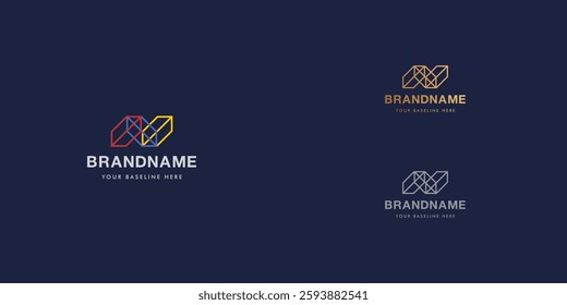 Logo design template with alphabet M. Letterform design or brand identity. Mark or symbol. Vector illustration for Brand identity or logo projects.