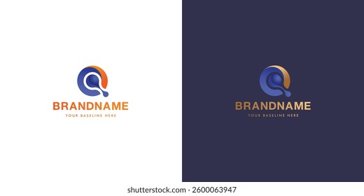 Logo design template with alphabet Q. Letterform design or brand identity. Mark or symbol. Vector illustration for Brand identity or logo projects.