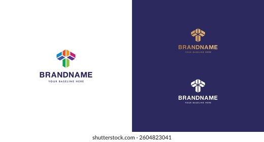Logo design template with alphabet T. Letterform design or brand identity. Mark or symbol. Vector illustration for Brand identity or logo projects.