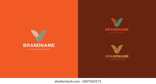 Logo design template with alphabet V. Letterform design or brand identity. Mark or symbol. Vector illustration for Brand identity or logo projects.