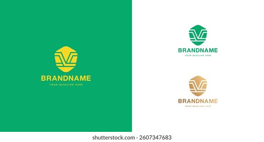 Logo design template with alphabet V. Letterform design or brand identity. Mark or symbol. Vector illustration for Brand identity or logo projects.