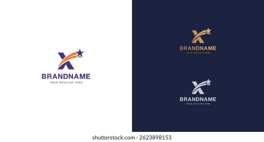 Plantilla de diseño de logotipo con alfabeto X. Diseño de forma de letra o identidad de marca. Marca o símbolo. Ilustración vectorial para proyectos de identidad de marca o logotipo.
