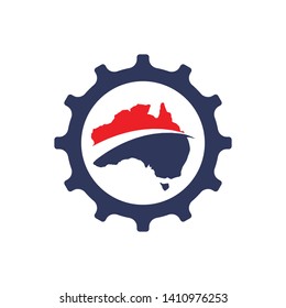 Logo design template with Austratia map with red and blue color