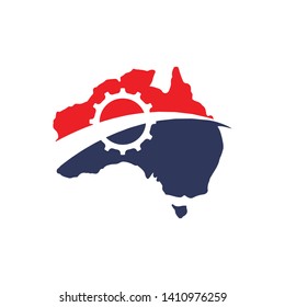 Logo design template with Austratia map with red and blue color