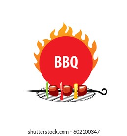 logo design template for a barbecue. Vector illustration on white.