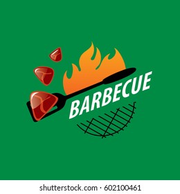 logo design template for a barbecue. Vector illustration on green.