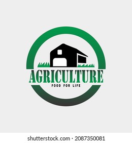 Logo design template, with barn and circle for harvest