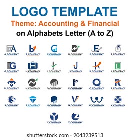 Logo-Design-Vorlage auf der Grundlage Rechnungslegung Finanzthema mit Alphabeten Buchstaben A bis Z