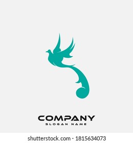 Logo design template, with a beautiful blue bird icon