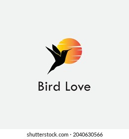 logo design template, with a bird in flight icon, with a moon silhouette light