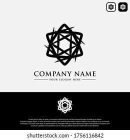 Plantilla de diseño de logotipo, con icono de flor de lujo abstracto negro