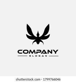 Logo design template, with black abstract wing icon
