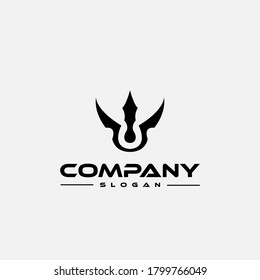 Plantilla de diseño de logotipo, con icono de ala abstracta negra
