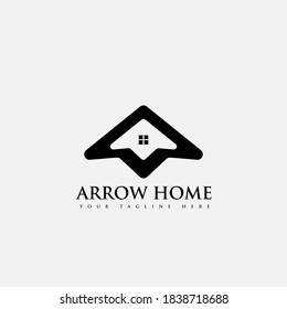 Logo design template, with a black arrow home logo icon