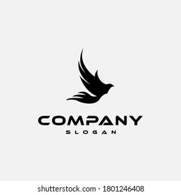 Logo design template, with a black bird icon