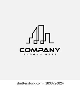 Logo-Design-Vorlage mit einem Logo-Symbol für die schwarze Baulinie