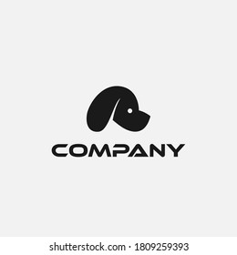 Logo design template, with a black dog head icon