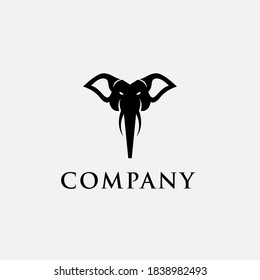 Logo design template, with a black elephant head icon