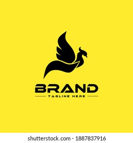 Plantilla de diseño de logotipo, con un icono de halcón negro