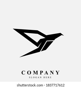 Logo design template, with a black fast bird geometric icon