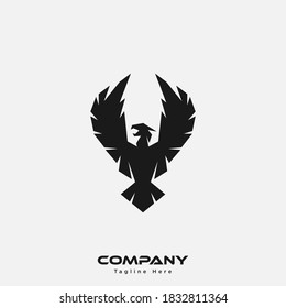 Logo design template, with black geometric phoenix icons