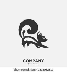 Logo design template, with black geometric fox icon