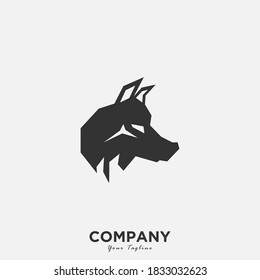 Logo design template, with black geometric fox icon