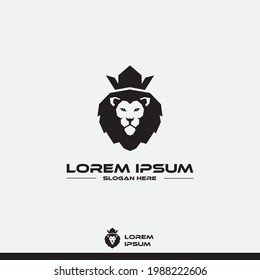 logo design template, with black geometric lion head icon