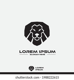 logo design template, with black geometric lion head icon
