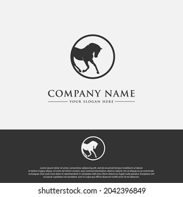 logo design template, with a black horse icon, suitable for sports brands