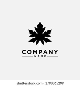 Logo design template, with black marijuana leaf icon