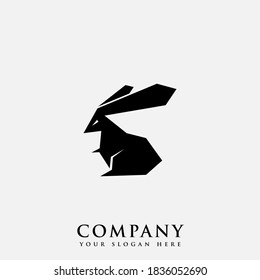 Logo design template, with a black rabbit icon
